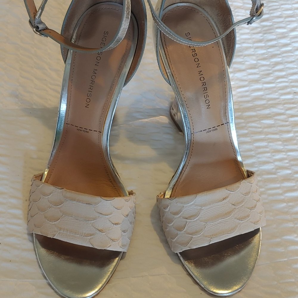 Sigerson Morrison Lucite clear heel wedge sandals sz 9 - Picture 4 of 14